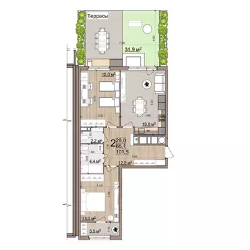 2-к кв. Рязанская область, Рязань Еврокласс жилой комплекс (101.5 м)