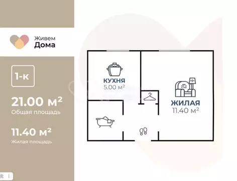 1-к кв. Волгоградская область, Волгоград ул. Аренского, 2/1 (21.0 м)