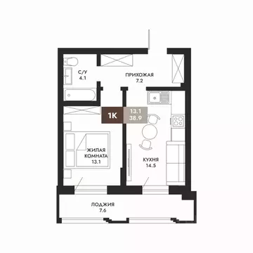 1-к кв. Новосибирская область, Новосибирск Закаменский мкр,  (38.9 м)