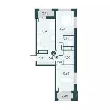 2-к кв. Курганская область, Курган 18-й мкр, 7 (64.15 м)