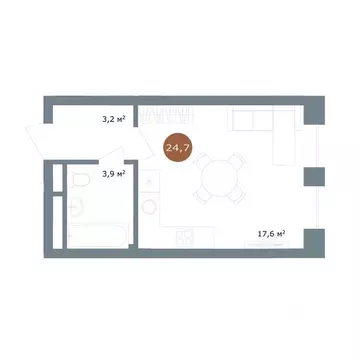 Студия Новосибирская область, Новосибирск ул. Костычева, 19/1 (24.7 м)