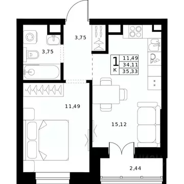 1-к кв. Нижегородская область, Нижний Новгород Ленгородок мкр, Мед ...