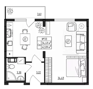 1-к кв. Ленинградская область, Гатчинский муниципальный округ, д. ...