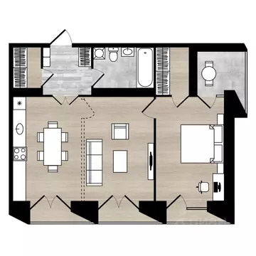 2-к кв. Ярославская область, Ярославль Республиканский проезд, 1 (65.2 ...