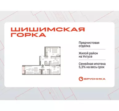 3-комнатная квартира: Екатеринбург, улица Гастелло, 19А (78.95 м)