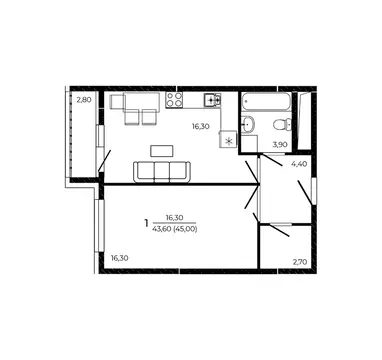 1-к кв. Ростовская область, Ростов-на-Дону Притяжение жилой комплекс ...