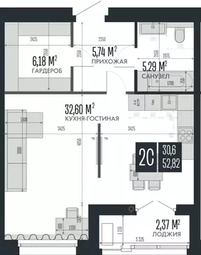 2-к кв. Алтайский край, Барнаул Опера Резиденс жилой комплекс, БС3 ...