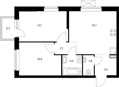 2-к кв. Свердловская область, Екатеринбург ул. Хуторская, 1/6 (49.2 м)