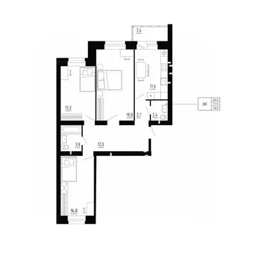 3-к кв. Орловская область, Орловский район, д. Образцово, Первый мкр  ...