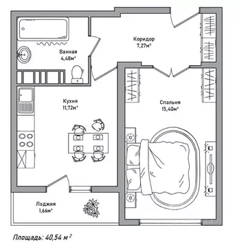 1-к кв. Ярославская область, Ярославль ул. Дядьковская, 19Б (40.54 м)