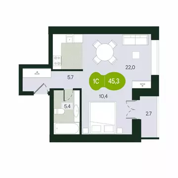 Студия Забайкальский край, Чита ул. Токмакова, 30 (45.3 м)