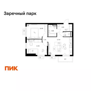 2-к кв. Ленинградская область, Всеволожский район, д. Новое Девяткино ...