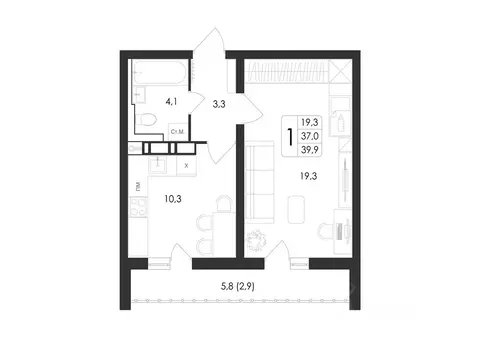 1-к кв. Воронежская область, Воронеж Первое Мая мкр, Май жилой ...