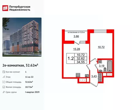 1-к кв. Ленинградская область, Всеволожский район, Свердловское ...