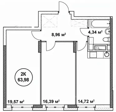 2-к кв. Нижегородская область, Нижний Новгород ул. Родионова (63.98 м)
