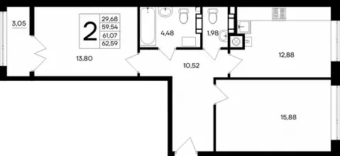 2-к кв. Крым, Евпатория  (57.59 м)