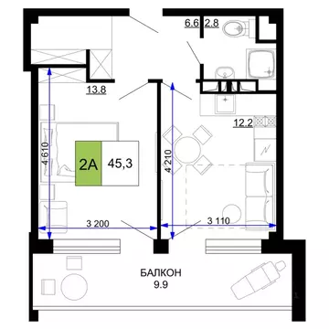 2-к кв. Краснодарский край, Анапа проезд Сосновый (45.3 м)