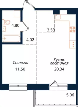 1-к кв. Иркутская область, Иркутск ул. Юрия Левитанского, 12/1 (49.3 ...