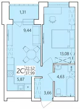 2-к кв. Башкортостан, Уфа ул. Пожарского, 237 (37.99 м)
