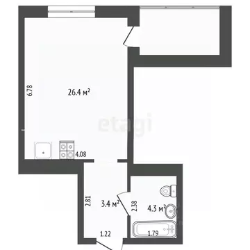 Студия Тюменская область, Тюмень Таврическая ул., 9к4 (32.7 м)