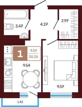 1-к кв. Башкортостан, Иглинский район, с. Акбердино  (30.25 м)