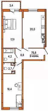 2-к кв. Ульяновская область, Ульяновск Киндяковка мкр, Заря жилой ...