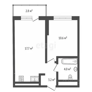 1-к кв. Тюменская область, Тюмень ул. Краснооктябрьская, 4Ак2 (37.2 м)