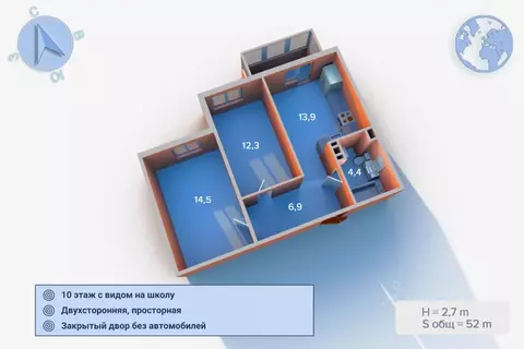 2-к кв. Ленинградская область, Ломоносовский район, Аннинское ...
