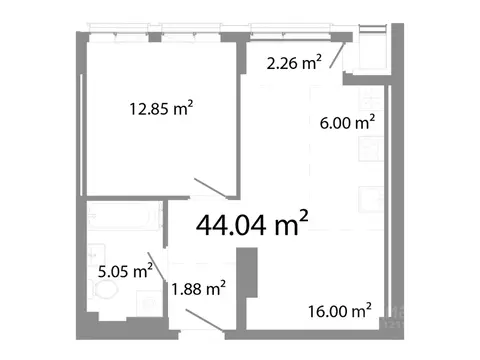 2-к кв. Челябинская область, Челябинск ул. Худякова, 18/4 (44.04 м)