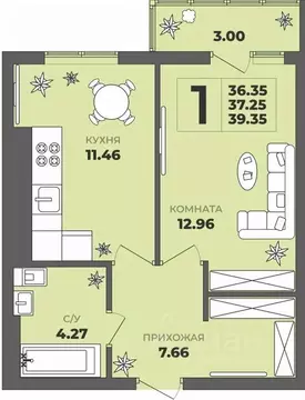 1-к кв. Калининградская область, Калининград ул. Генерала Толстикова, ...