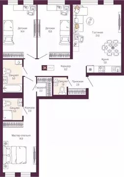 3-к кв. Нижегородская область, Нижний Новгород ул. Тургенева (94.0 м)