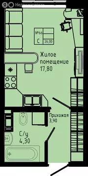 Квартира-студия: Коммунар, Железнодорожная улица, 41к3 (26 м)