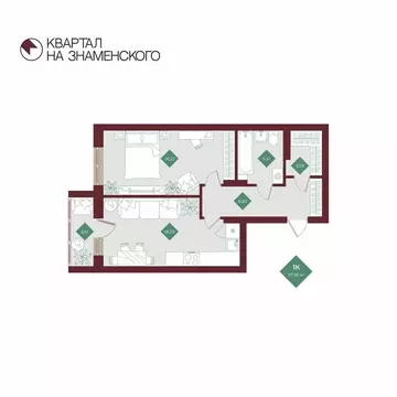 1-комнатная квартира: Тобольск, микрорайон 3Б, 6Бк2 (57.95 м)