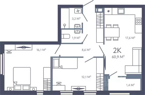 2-к кв. Ленинградская область, Кудрово г. Всеволожский район, ...