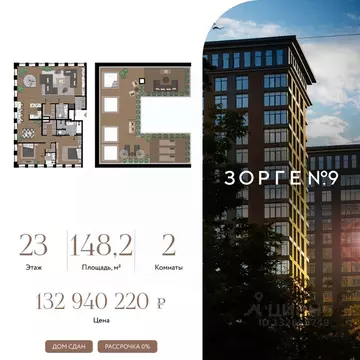 2-к кв. Москва ул. Зорге, 9Ак1 (148.2 м)