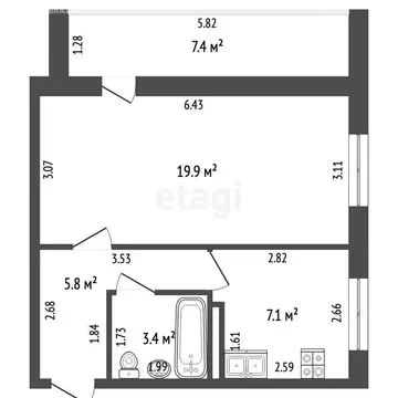 1-комнатная квартира: Стерлитамак, микрорайон Солнечный, улица Караная ...