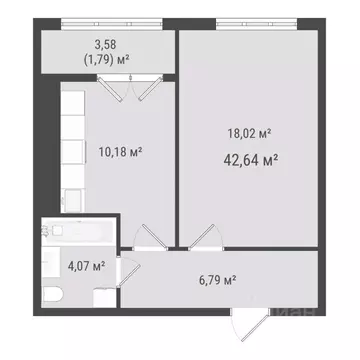 1-к кв. Сахалинская область, Южно-Сахалинск Хомутово п/р,  (40.85 м)