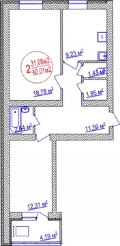 2-к кв. Башкортостан, Уфа ул. Летчиков, 1/9 (60.01 м)