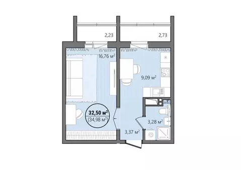 1-к кв. Челябинская область, Челябинск ул. Труда, 14 (38.0 м)