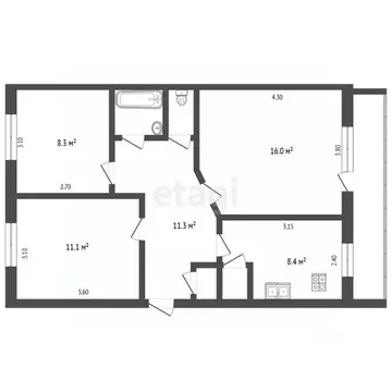 3-к кв. Владимирская область, Меленковский муниципальный округ, с. ...