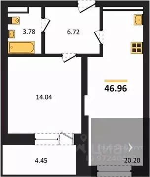 1-к кв. Воронежская область, Воронеж Транспортная ул., 58 (46.96 м)