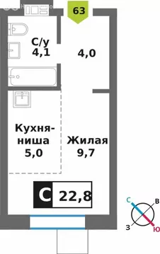Квартира-студия: Светлые Горы, квартал Марьино-Знаменское, жилой ...