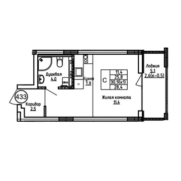 Квартира-студия: Калининград, ЖК Теодор Кроне (28.4 м)