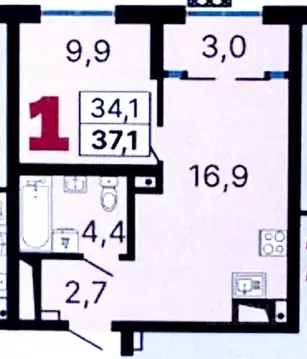 1-к кв. Свердловская область, Екатеринбург ул. Шаумяна, 11 (37.1 м)