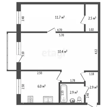 2-к кв. Башкортостан, Стерлитамак ул. Кочетова, 24А (44.9 м)