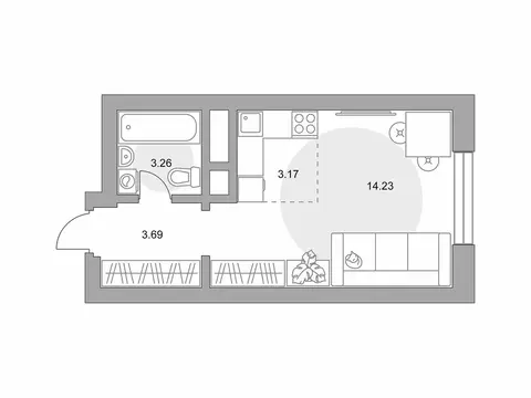 Квартира-студия: Красногорск, жилой комплекс Ильинойс, к1 (24.35 м)