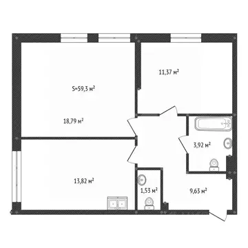 2-к кв. Башкортостан, Уфа бул. Ибрагимова, 90/2 (59.4 м)