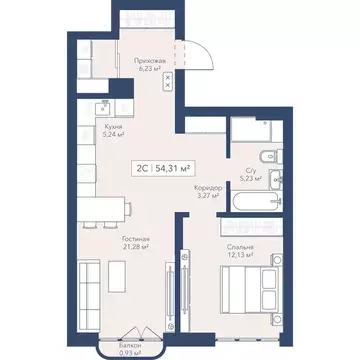2-комнатная квартира: Новосибирск, улица Кирова, 115 (54.3 м)