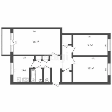 3-комнатная квартира: Челябинск, Новороссийская улица, 53 (60.6 м)
