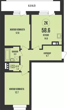 2-к кв. Новосибирская область, Новосибирск ул. Имени генерал-майора ...